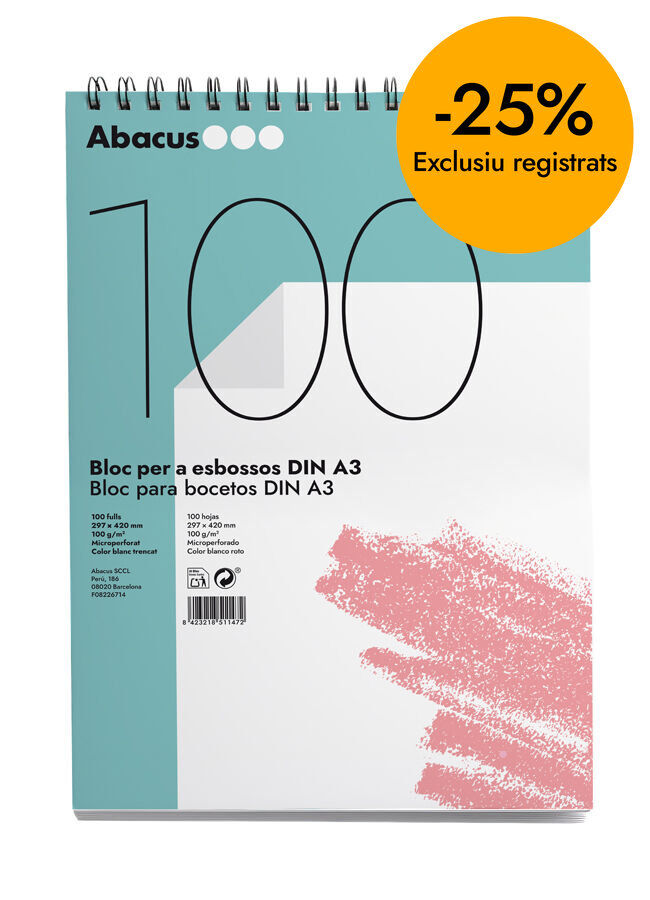 Bloc boceto Abacus A3 100 hojas