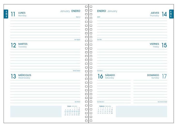Agenda Escolar Dohe Espiral A5 sem/vista castellano 2026-2027 Element negro