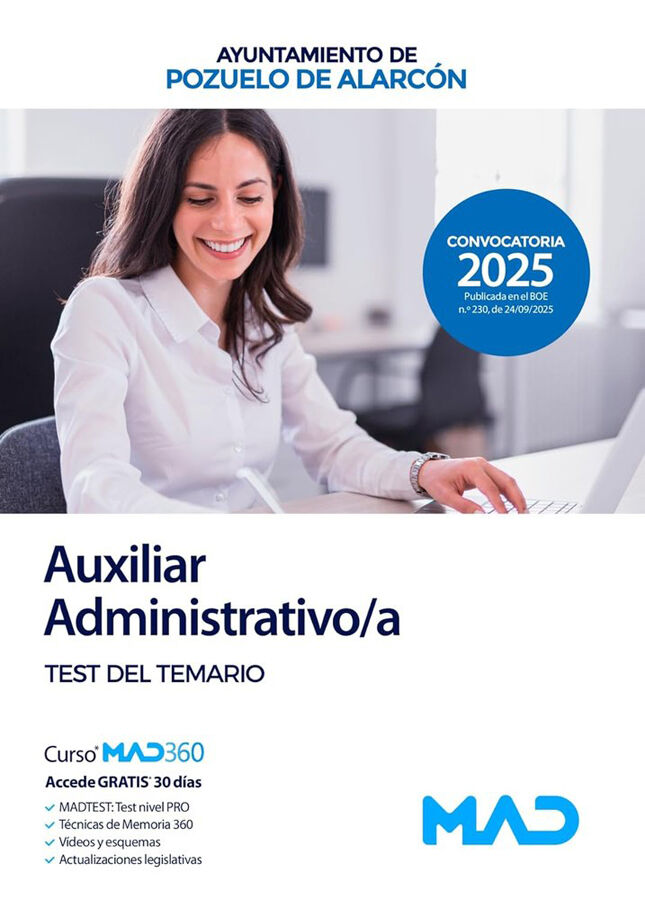 Auxiliar Administrativo/a del Ayuntamiento de Pozuelo de Alarc&oacute;n. Test del temario
