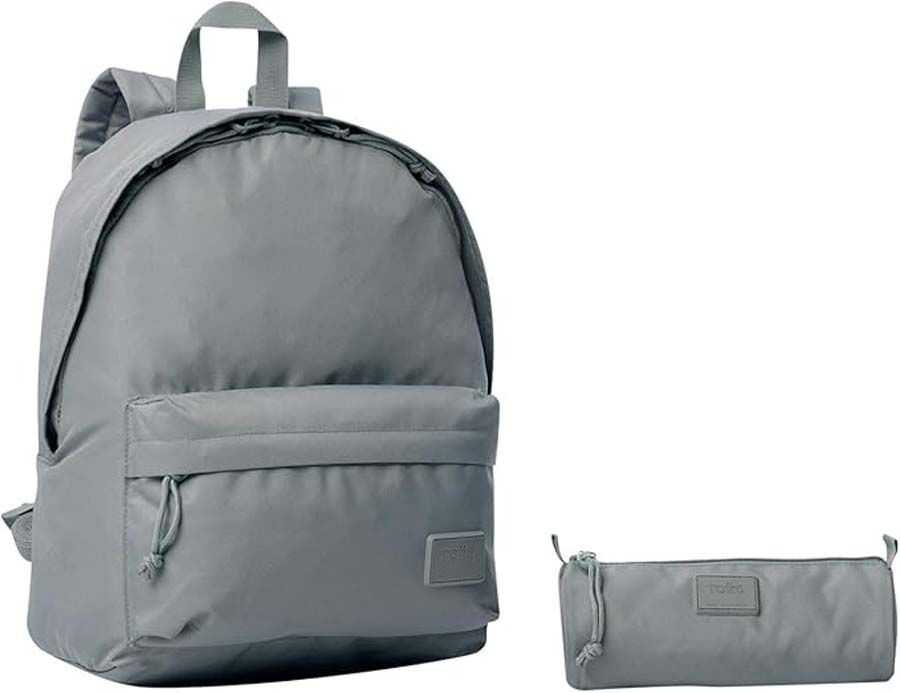 Pack Mochila + Estuche Totto Kalex gris