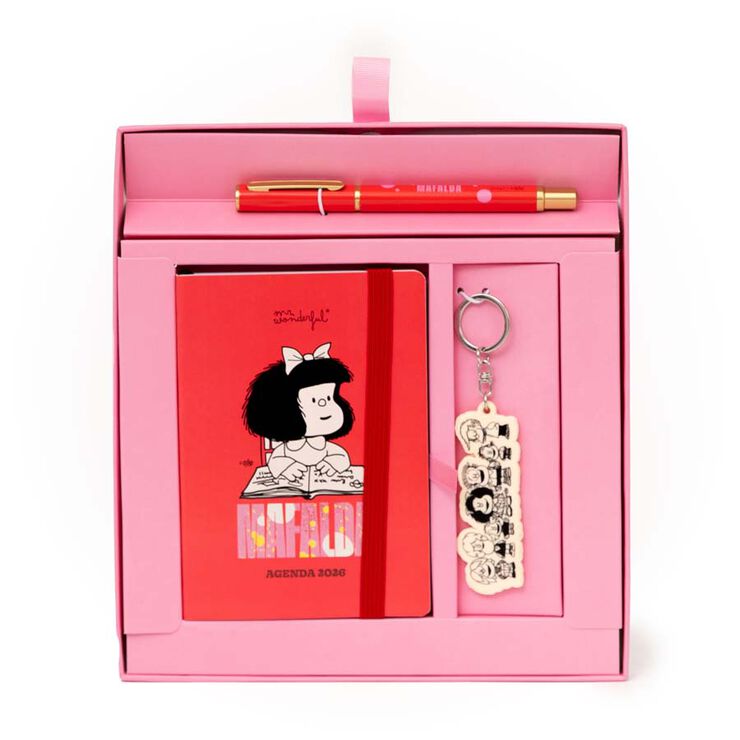 Set Agenda Mafalda A6 sem/vista 2026 cast + Llavero