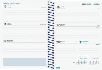 Agenda Escolar Cool | 1/8 Setmana Vista, Castell&agrave; (2026-2027) &ndash; Blau