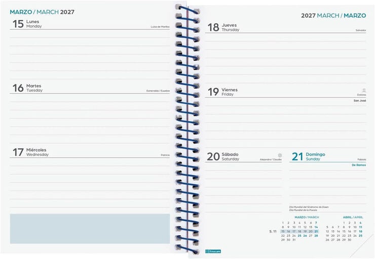 Agenda Escolar Cool | 1/8 Setmana Vista, Castell&agrave; (2026-2027) &ndash; Blau