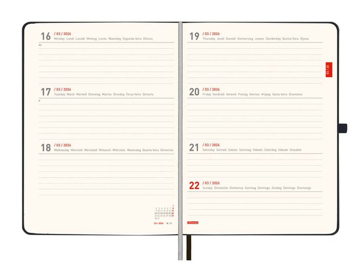 Agenda Finocam 18 meses M5 sem/vista mult 2025-26 negro
