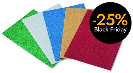 Lámina goma Eva con purpurina Faibo 5u colores