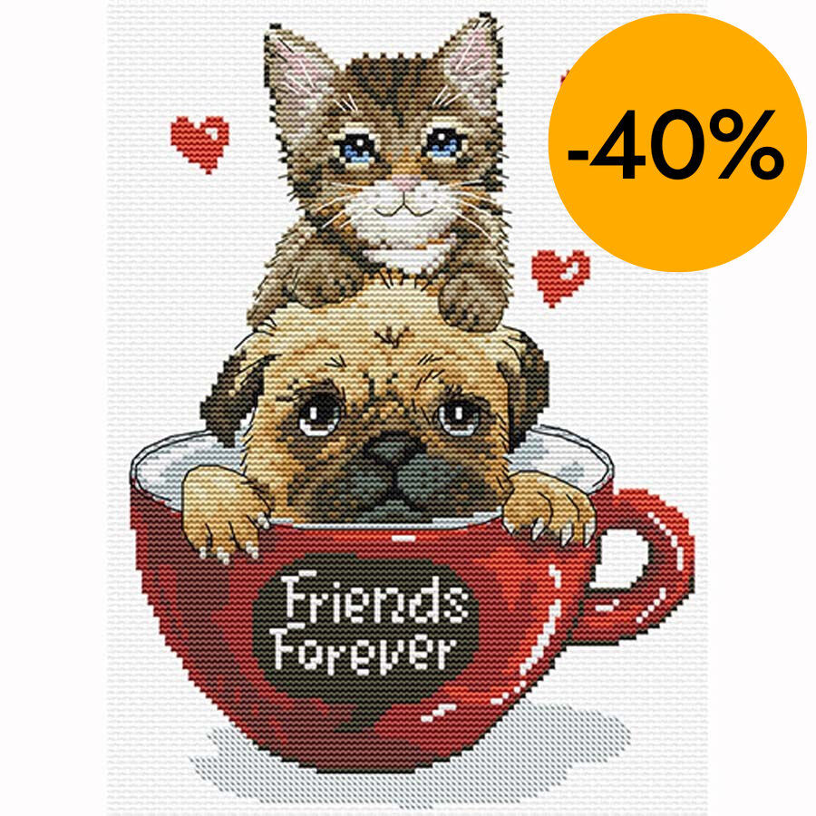 Kit Punt de creu Ladybird Gat i Gos