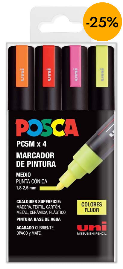 Retoladors Posca PC-5M 1,8-2,5mm fluorescent 4 colors