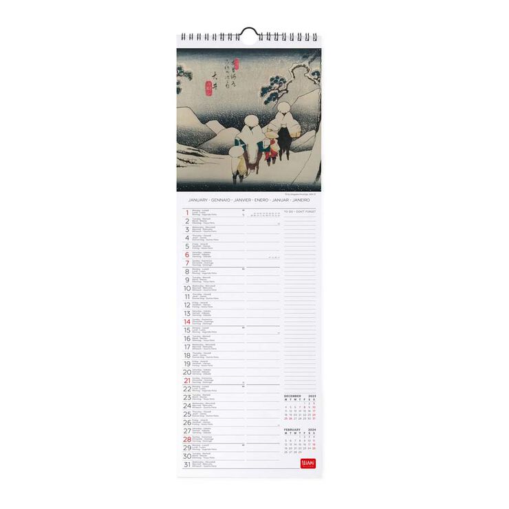 Calendario pared Legami 16X49 2024 Japanese School