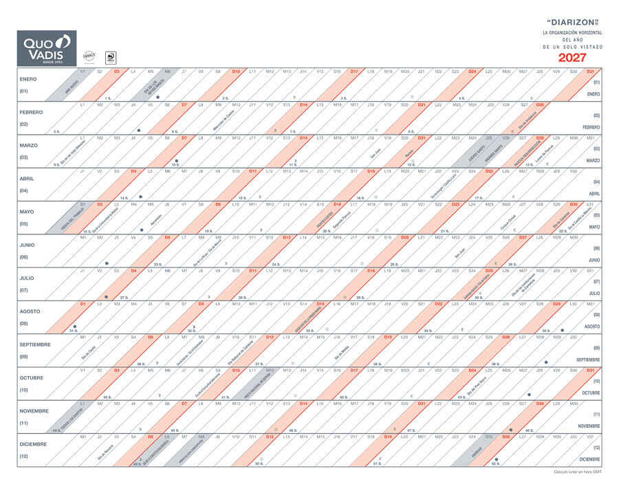 Calendario Pared Quo Vadis Diarizon 55x43 cm Castellano 2027