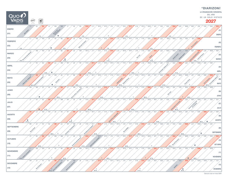 Calendario Pared Quo Vadis Diarizon 55x43 cm Castellano 2027
