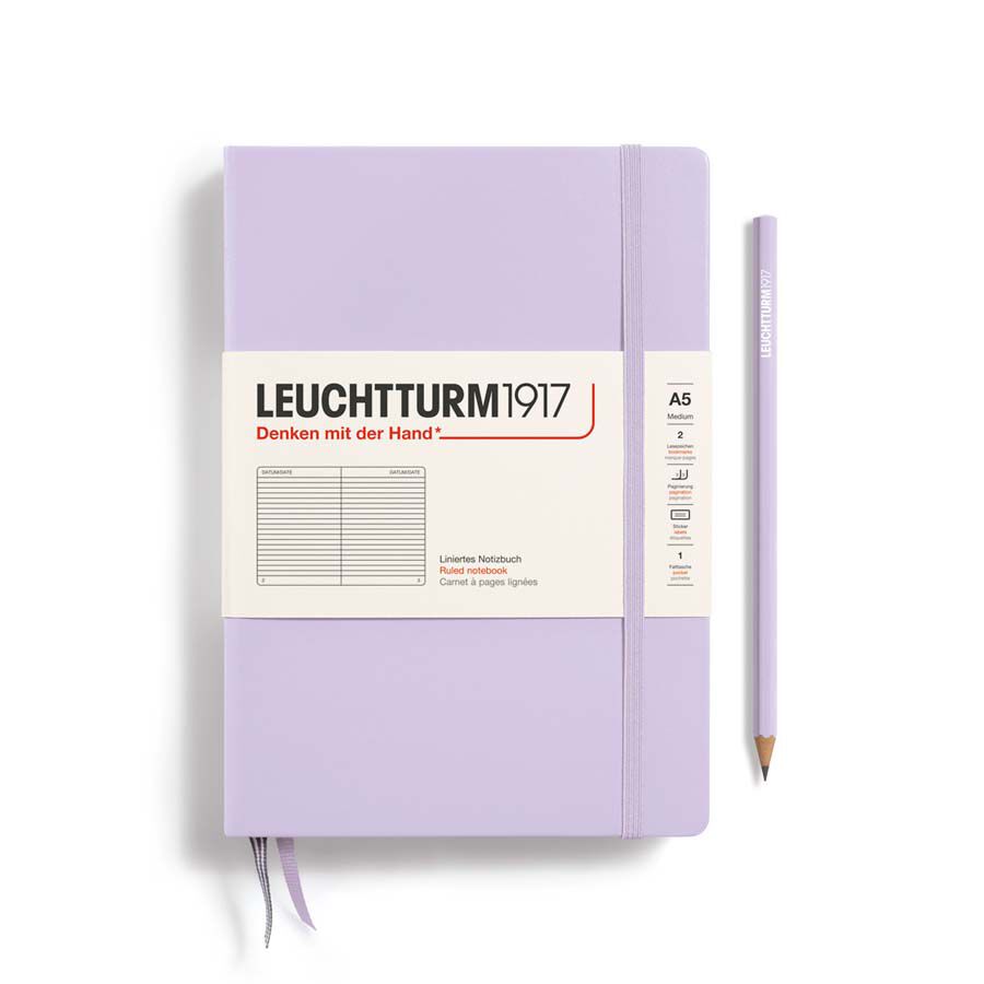 Libreta Leuchtturm A5 tapa dura raya lila