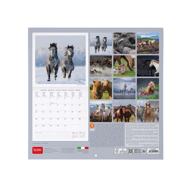 Calendario Pared Legami m/vista 2025 Horses