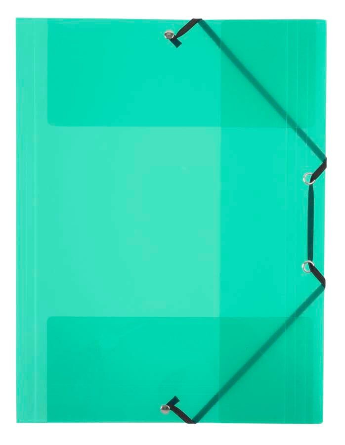 Carpeta gomas y 3 solapas Folio verde transl&uacute;cido