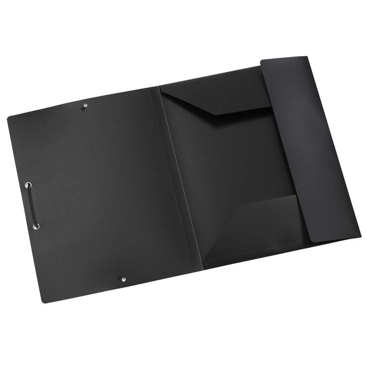 Carpeta gomas 3 solapas Folio PP negro