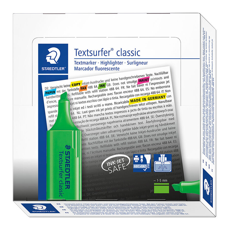 Marcador fluoresecent Staedtler Textsurfer verd - Capsa 10 unitats