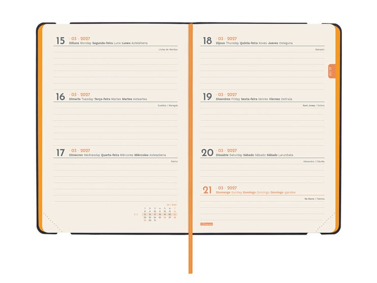 Agenda Finocam Flex Llisa Semana Vista Horizontal 2027 Catal&aacute;n Azul