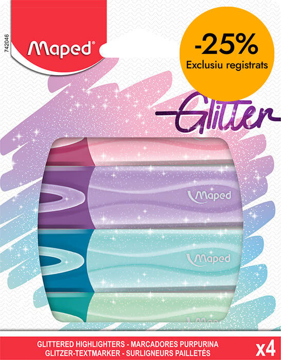 Marcadores fluorescentes Maped Glitter 4 colores