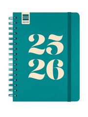 Agenda Finocam escolar Cosmo 1/4  sem/vista cat 2025-26 aqua
