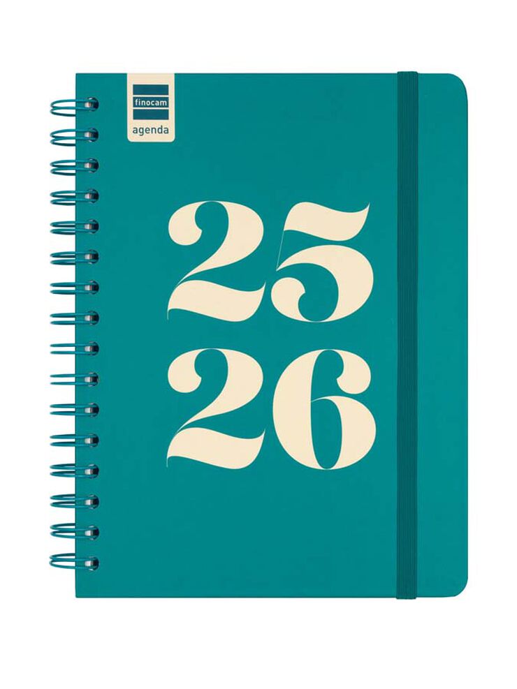 Agenda Finocam escolar Cosmo 1/4  sem/vista cat 2025-26 aqua