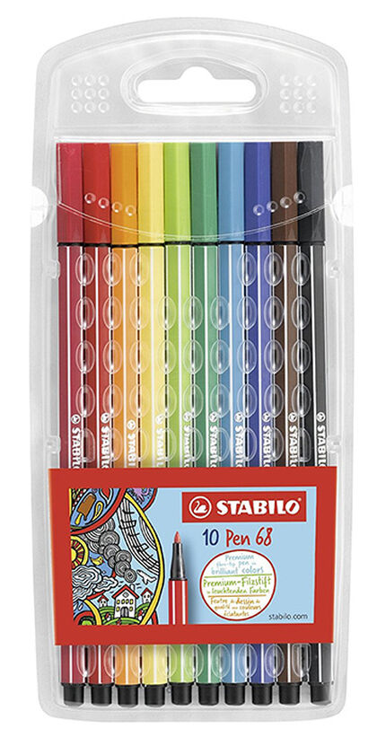 Retolador Stabilo Pen 68, 10 colors punta M