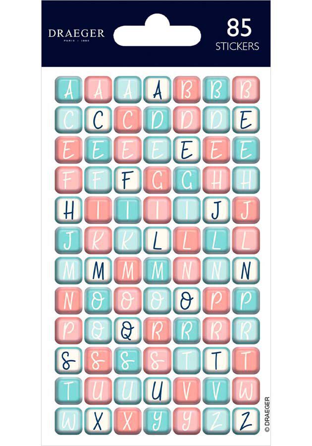 Stickers Draeger Teclat Lletres pastel 84u