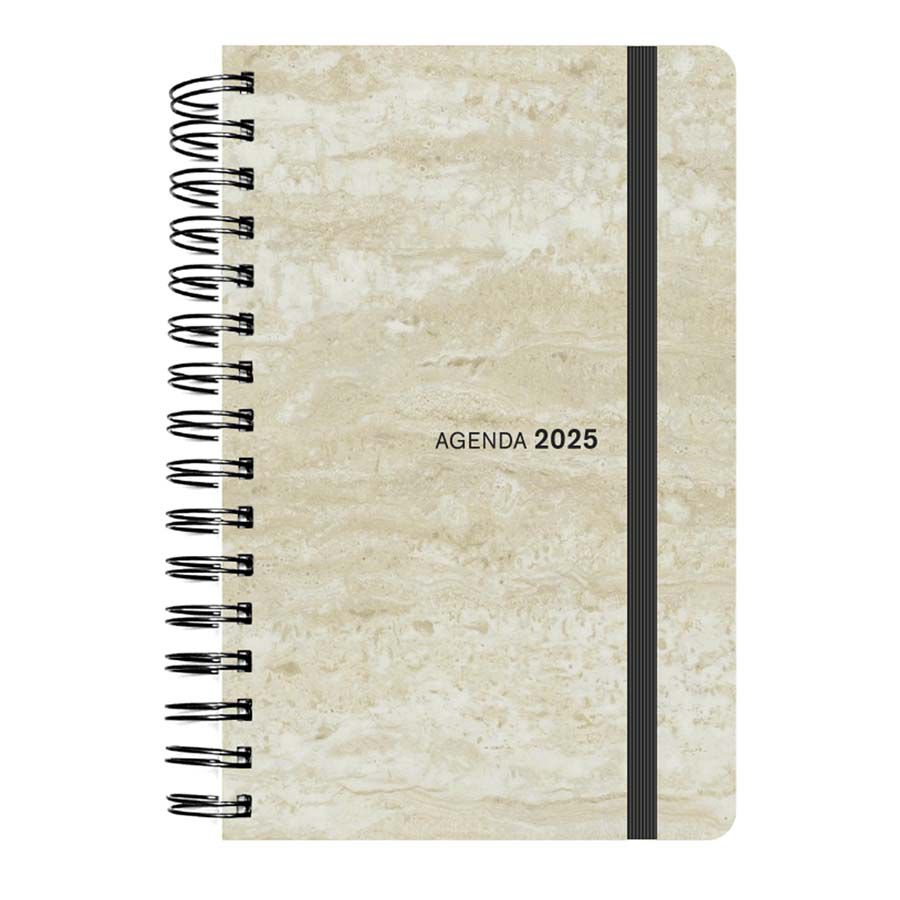 Agenda espiral Senfort A5 dia/p&agrave;g catal&agrave; 2025 marbre