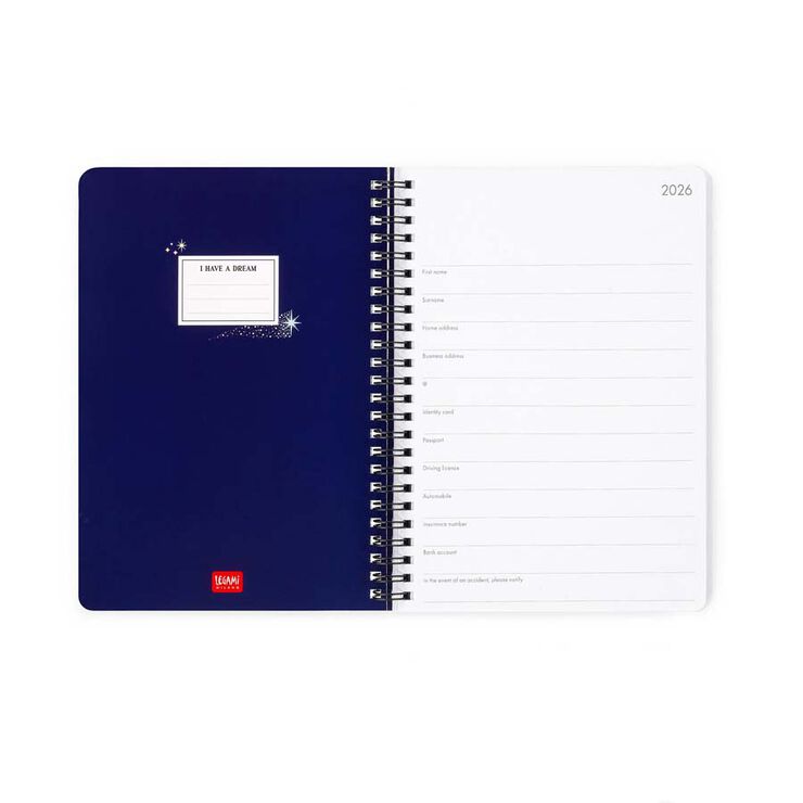 Agenda Legami espiral Large setm/vista mult 2026 Stars