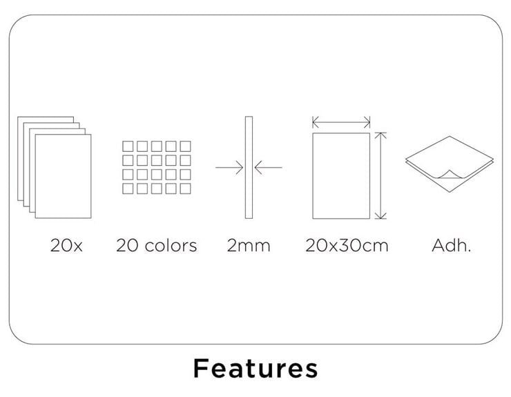 Plancha Goma Eva adhesiva 20x30cm 20 colores
