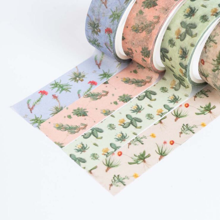 Washi Tape Kokonote Botanical Cacti 4 unidades