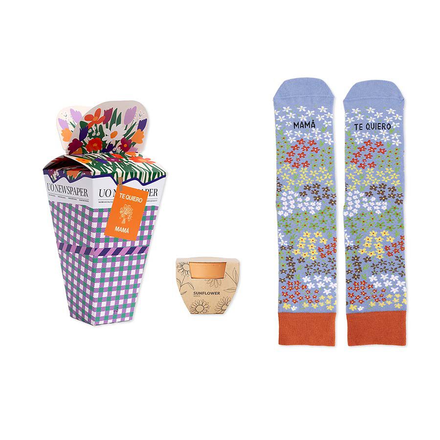 Set Ramo Flores ''Mam&aacute; te quiero'' Maceta+Calcetines