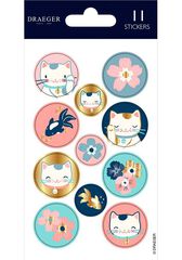 Pegatinas Draeger Gato Jap&oacute;n 11u