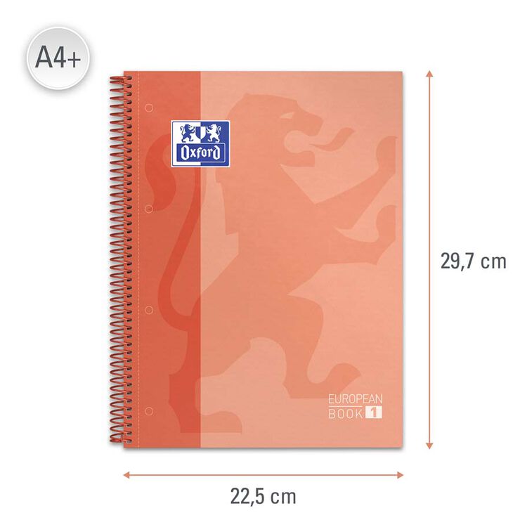 Notebook Oxford EuropeanBook 1 A4 80 hojas 5x5 melocotón