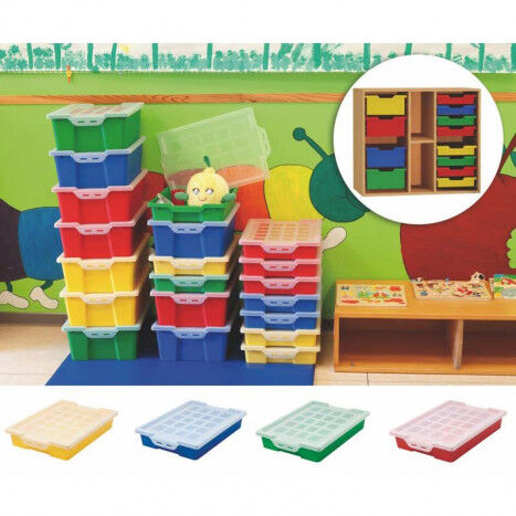 Cubeta plana apilable con tapa azul