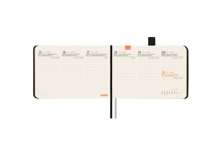 Agenda Finocam Textura Semana Vista Vertical 2027 Catal&aacute;n Negro