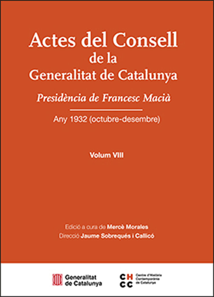 Actes del Consell de la Generalitat de Catalunya. Volum VIII