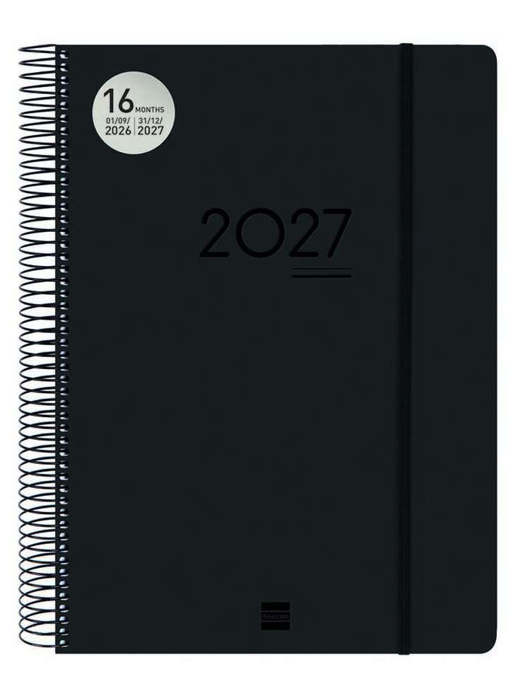 Agenda Finocam 16M Ikon E40 D&iacute;a/P&aacute;gina Multiling&uuml;e 2026-27 Negro