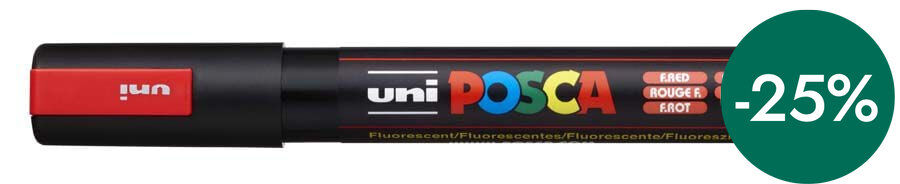 Retolador Posca PC-5M 1,8-2,5mm vermell fluorescent