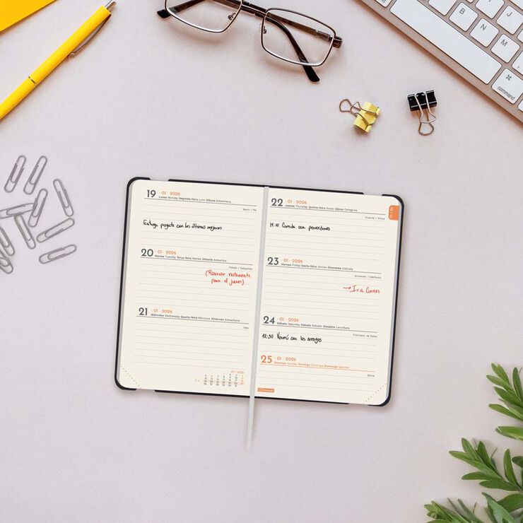 Agenda Finocam Llisa F2 sem/vista horizontal cas 2026 negro