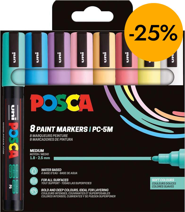 Rotuladores Posca PC-5M 1,8-2,5mm Pastel 8 colores
