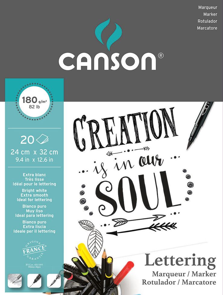Bloc Canson Lettering Marker Satin 24x32 180g 20 hojas