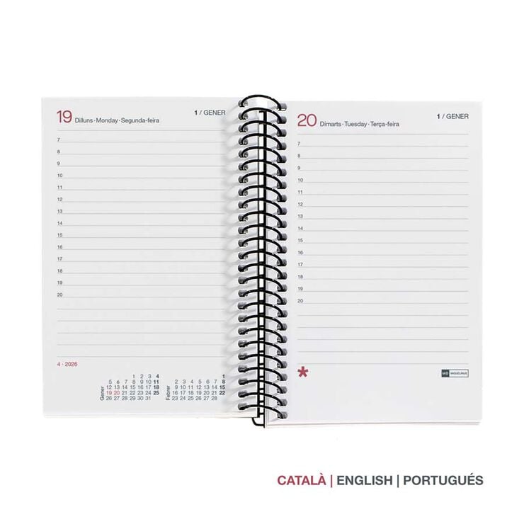 Agenda Espiral Miquelrius Caddy día/pág catalán 2026 City rojo