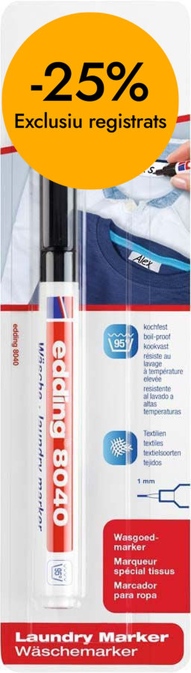 Rotulador textil Edding 8040 negro