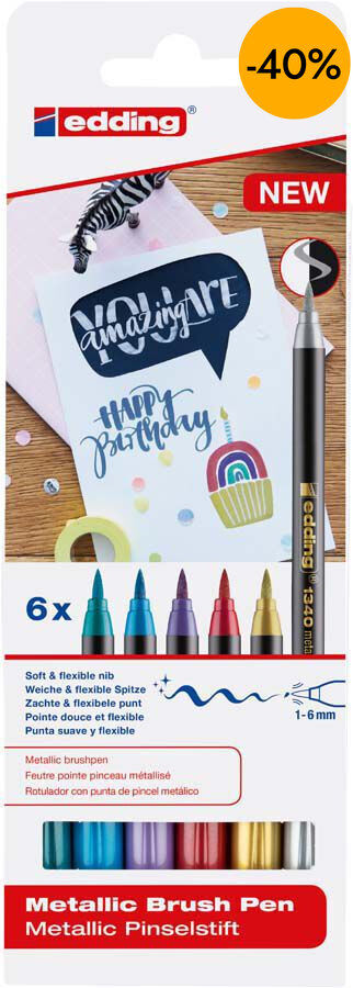 Rotuladores Edding Brush Pen 1340 metal 6 colores