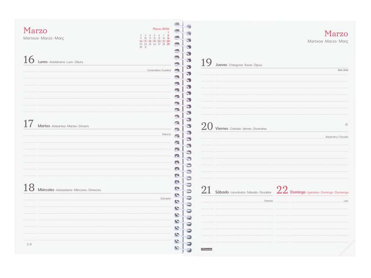 Agenda Finocam Design Collection E10 sem/vista horizontal cas 2026 Ahora