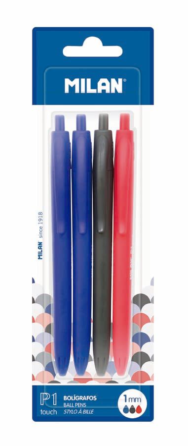 Bol&iacute;grafos Milan P1 Touch 3 colores 4u