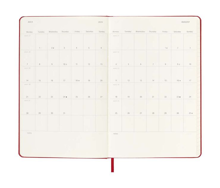 Agenda Moleskine 12m día/pág 2025 L rojo