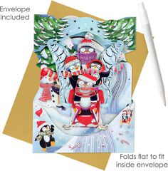 Postal Swing Navidad Pingüinos