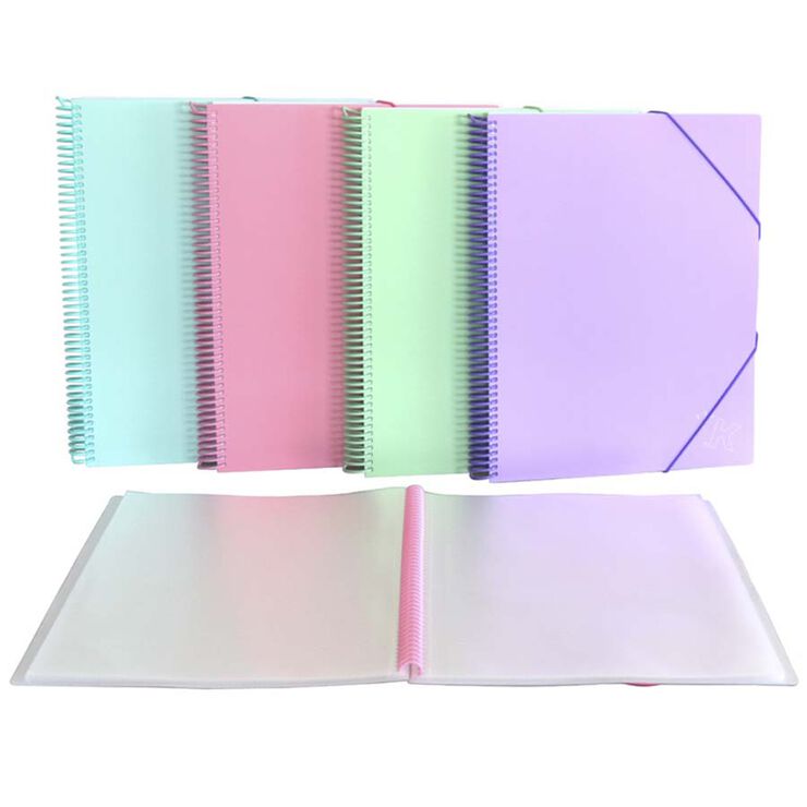 Carpeta 20 fundas espiral con goma A4 pastel