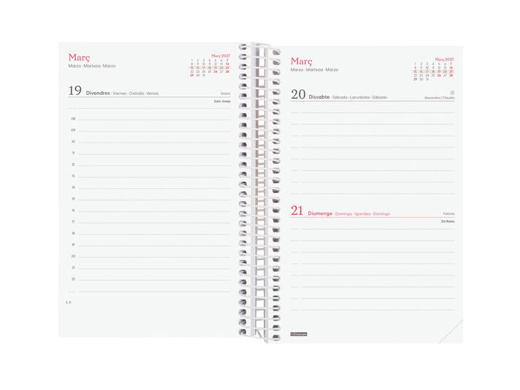 Agenda Finocam Design Collection Dia P&agrave;gina 2027 Catal&agrave; Flora