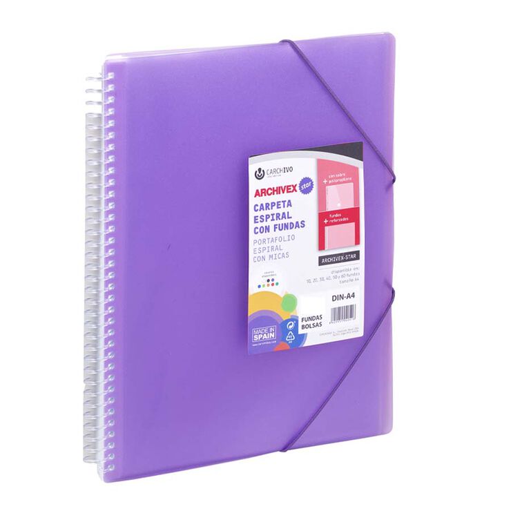 Carpeta fundes Carchivo espiral 50F Lila